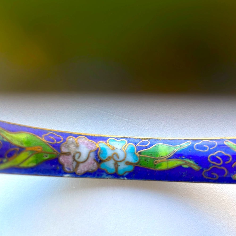 Vintage Chinese Champleve Cloisonné Bangle Bracelet